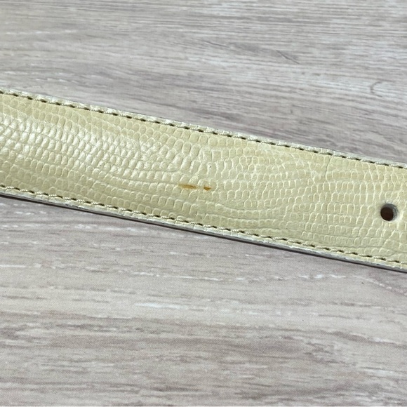 VTG BRIGHTON / Museum Collection Cream Leather Crop Embossed Belt Size M - Picture 14 of 14